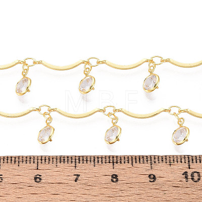 Brass Glass Scalloped Bar Chains CHC-T018-06G-1