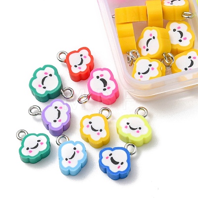 80Pcs 8 Colors Handmade Polymer Clay Charms CLAY-YW0001-74-1