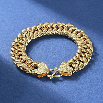 Brass Cuban Chain Bracelets for Women Men BJEW-R016-01G-02-1