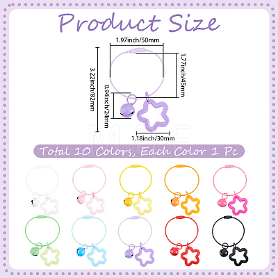 10Pcs 10 Colors Star with Bell Acrylic & Alloy Pendant Decorations HJEW-BBC0001-40B-1