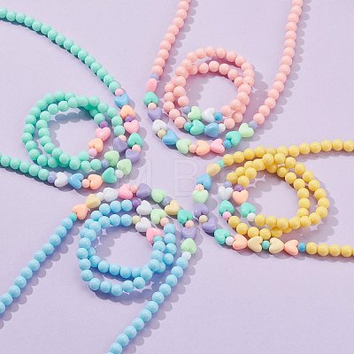 Stretch Kids Beaded Necklace & Bracelet Jewelry Sets SJEW-JS01198-1