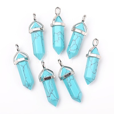 Dyed Synthetic Turquoise Pointed Pendants G-F295-03A-1