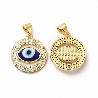 Rack Plating Real 18K Gold Plated Brass Micro Pave Clear Cubic Zirconia Pendants ZIRC-L102-07G-06-1