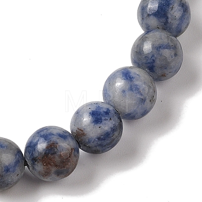 8mm Round Natural Blue Spot Jasper Braided Bead Bracelets BJEW-C067-01B-15-1