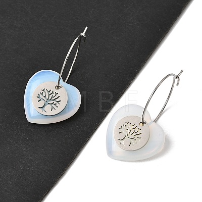 Natural & Synthetic Gemstone & 304 Stainless Steel Hoop Earrings for Women EJEW-G475-05P-1