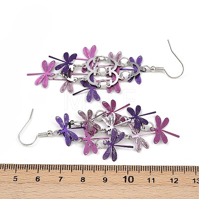 430 Stainless Steel Dragonfly Dangle Earrings EJEW-A137-04P-05-1