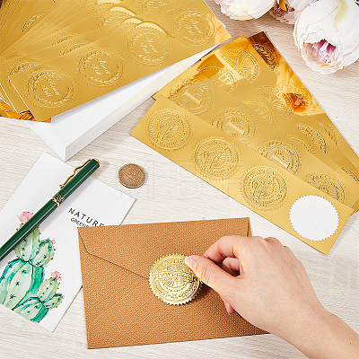 CRASPIRE 50 Sheets 5 Styles Self Adhesive Gold Foil Embossed Stickers DIY-CP0010-42-1