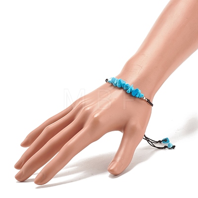 Synthetic Turquoise(Dyed) Chips Braided Bead Bracelet BJEW-JB08019-05-1