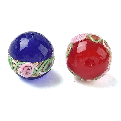 Handmade Gold Foil Glass Beads LAMP-K039-39-1