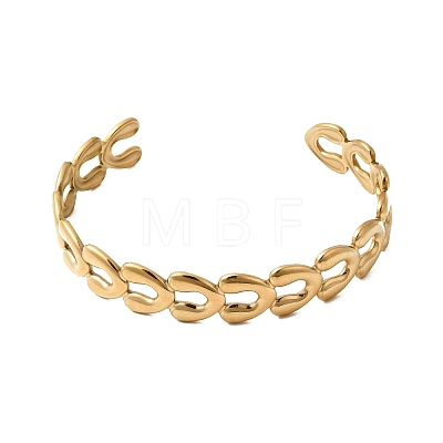304 Stainless Steel Cuff Bracelets for Women BJEW-C136-01G-1