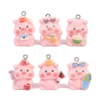 Flocking Opaque Resin Pendants RESI-D024-02P-1