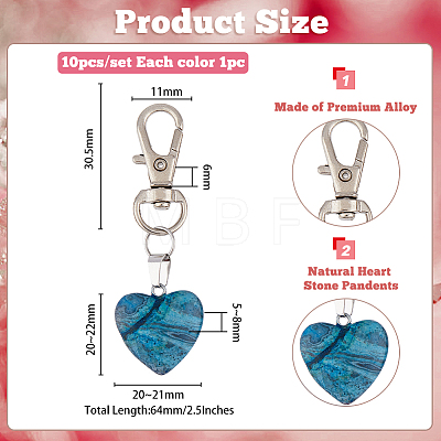 Heart Gemstone Pendant Decoration HJEW-AB00090-1