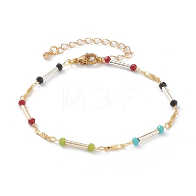 Faceted Rondelle Glass Beaded Bracelets BJEW-JB05761-1