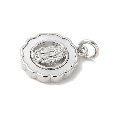 Brass Pave Natural White Shell Pendants KK-S522-06D-P-1