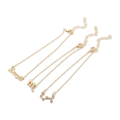 3Pcs Alloy Rhinestones Anklets AJEW-S083-01G-09-1