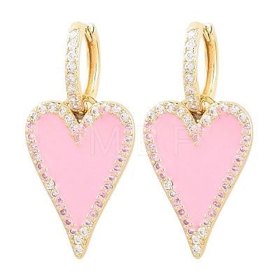 Valentine's Day Heart Brass Micro Pave Clear Cubic Zirconia Hoop Earrings EJEW-Z164-10G-1