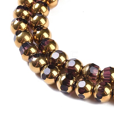 Electroplate Glass Beads Strands X-EGLA-Q128-04A-FP05-1