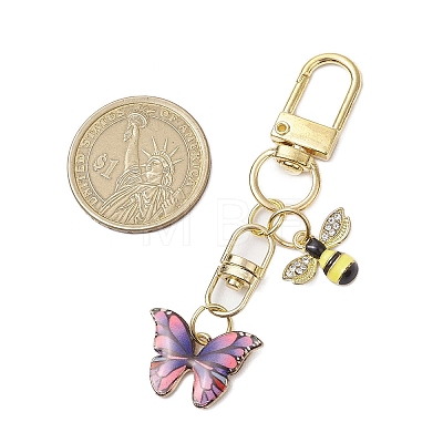 Butterfly Bees Alloy Enamel Pendant Decorations HJEW-JM02688-04-1