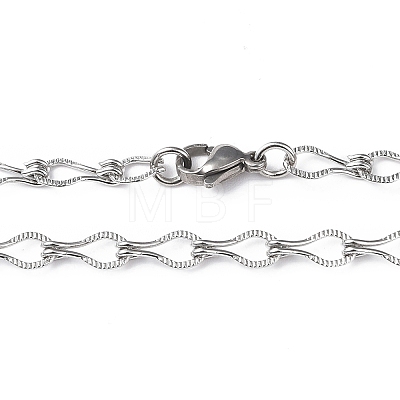 Non-Tarnish 201 Stainless Steel Teardrop Link Chain Necklace for Men Women NJEW-I122-03P-1