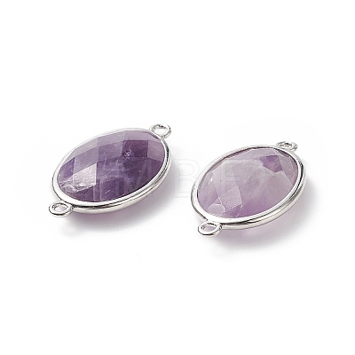 Platinum Plated Brass Amethyst Links connectors X-G-F339-B10-1