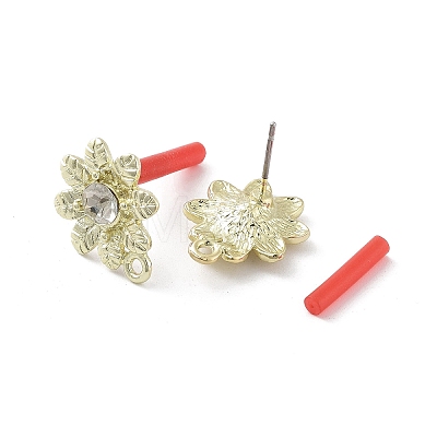 Rack Plating Golden Alloy with Rhinestone Stud Earring Findings EJEW-B036-02G-07-1