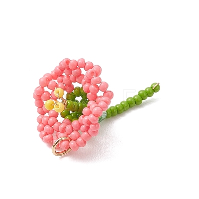Glass Seed Beaded Flower Pendants PALLOY-MZ01171-1