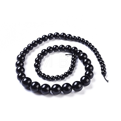 Natural Obsidian Graduated Beads Strands G-I201-I01-1