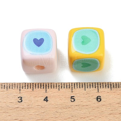 Opaque Printed Acrylic European Beads AC-CBADA7D-14-1