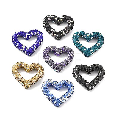Heart Shape Polymer Clay Rhinestone Beads CLAY-NH0001-09B-1