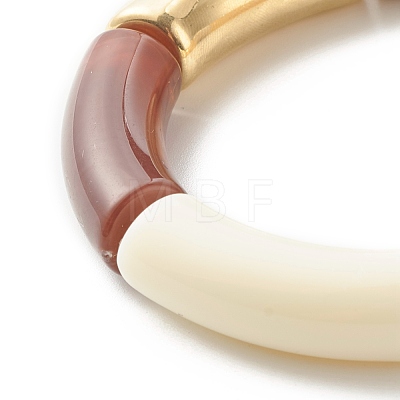 Chunky Curved Tube Beads Stretch Bracelet for Teen Girl Women X-BJEW-JB06991-01-1