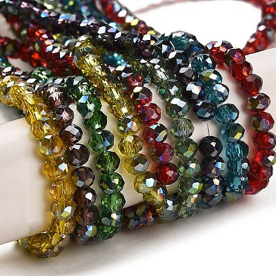 Electroplate Glass Faceted Rondelle Beads Strands EGLA-D020-4x3mm-M-1
