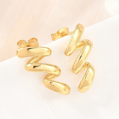 Wave 304 Stainless Steel Stud Earrings with 316 Surgical Stainless Steel Pins for Women SA-CBAB549-02G-1