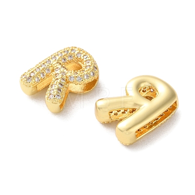 Rack Plating Brass Micro Pave Cubic Zirconia Slide Charms KK-C084-34G-R-1