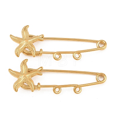 Starfish 304 Stainless Steel Safety Pins Brooch Findings SA-CBA098D-16H-G02-1