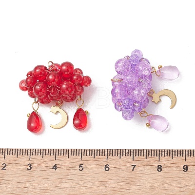 Glass Bead & Stainless Steel Pendants PALLOY-MZ01308-02-1