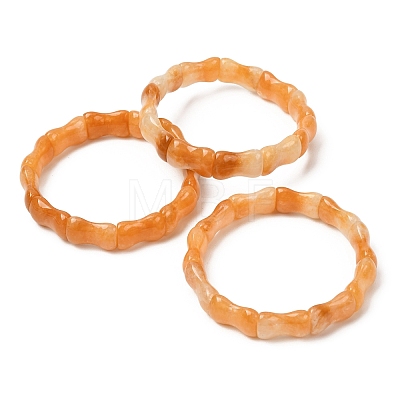 Bamboo Natural Topaz Jade Beads Stretch Bracelets for Women Men BJEW-K272-01Q-1