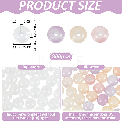 300Pcs Transparent Glass UV Reactive Beads DGLA-ME0001-04-1