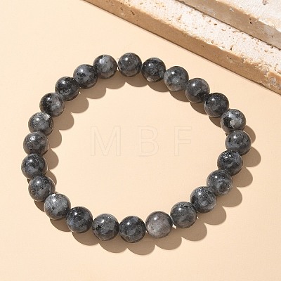 Natural Larvikite Bead Stretch Bracelets X-BJEW-K212-A-046-1