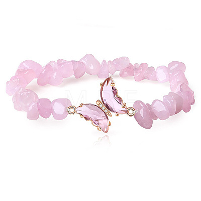 Fashionable Natural Rose Quartz Chips Beaded Bracelets LS-TI6720-3-1