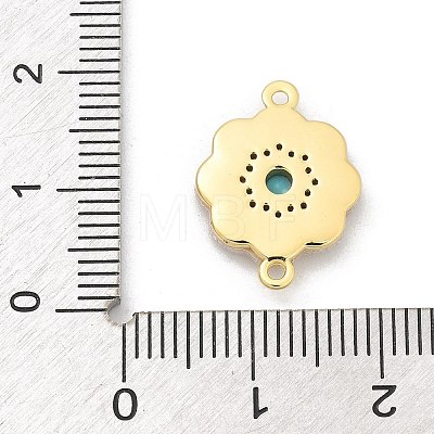 Brass Micro Pave Clear Cubic Zirconia & Shell Connector Charms KK-M303-03G-07-1