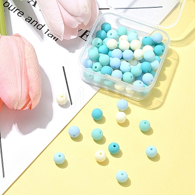 70Pcs Rubberized Style Acrylic Beads MACR-FS0001-71A-1