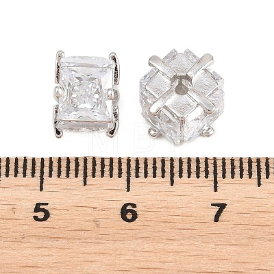 Brass Clear Cubic Zirconia Beads KK-B186-21C-P-1