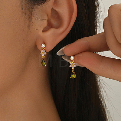 Brass Teardrop Dangle Stud Earrings LS-SW0277-1