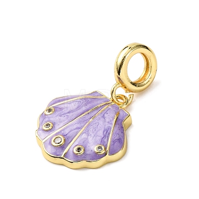 Brass Enamel European Dangle Charms KK-C119-05G-03-1