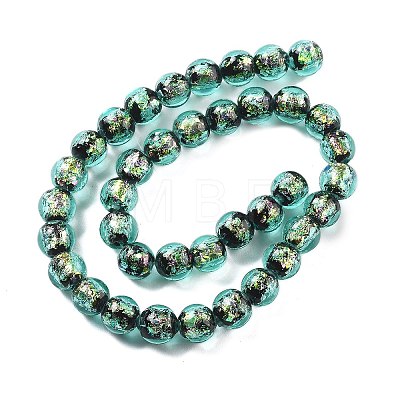 Handmade Foil Lampwork Beads Strands FOIL-K003-06B-22-1