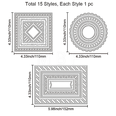 Retangle Square Round Carbon Steel Cutting Dies Stencils DIY-WH0309-1945-1