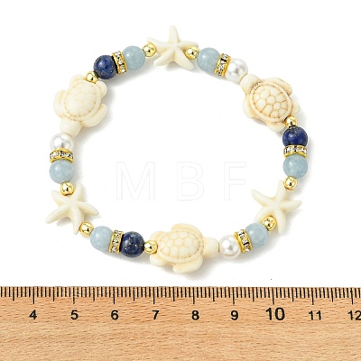 3Pcs Shell Pearl & Natural & Synthetic Mixed Gemstone Beads Stretch Bracelets for Women BJEW-JB13898-1