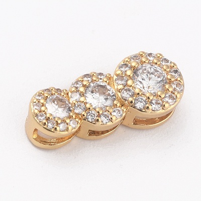 Brass Clear Cubic Zirconia Pendants KK-B030-07A-G-1