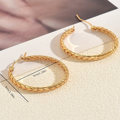 Ring with Wheat Stainless Steel Hoop Earrings KR5657-1