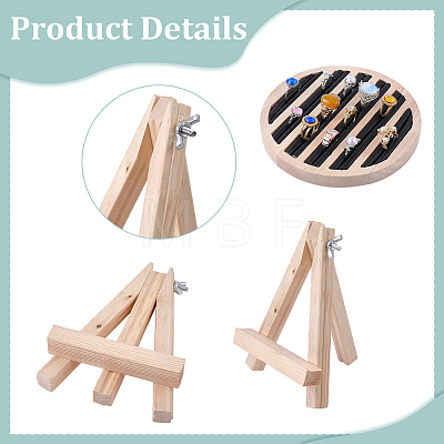 Round Wooden Ring Display Easels RDIS-WH0032-005A-1